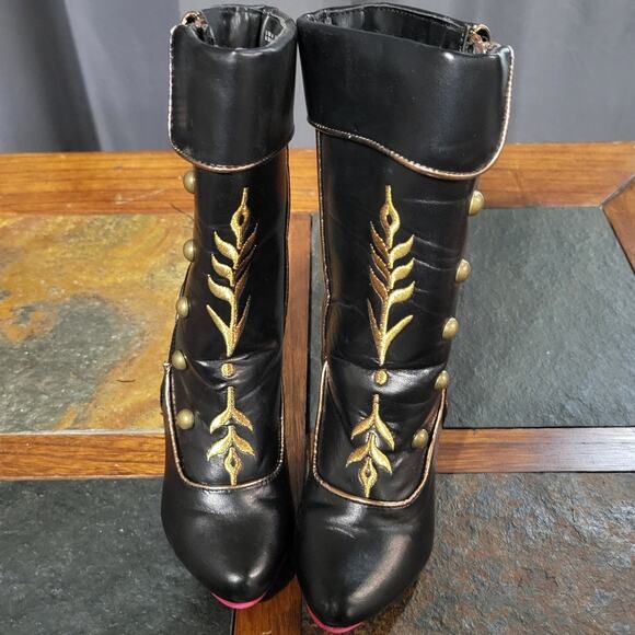 Disney Anna Costume Boots for Kids Frozen 2 Girls size 7/8 Black Zip Up Boots - Picture 3 of 7